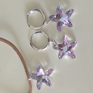 Sterling silver Swarovski Pendant And Earring Set